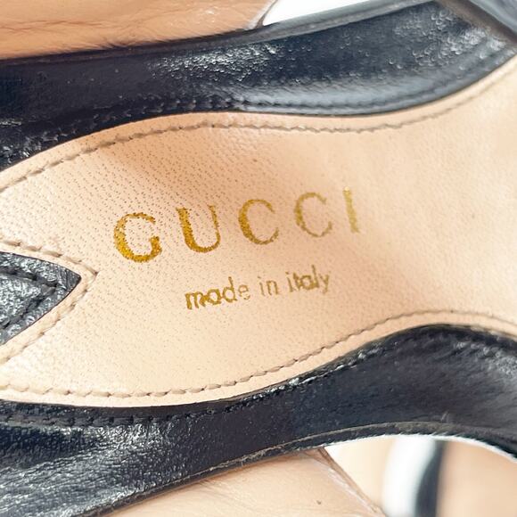 Gucci Black Quilted Leather Webby Snake-heel Mule Sandal Slide size EU 38.5 - Picture 12 of 13